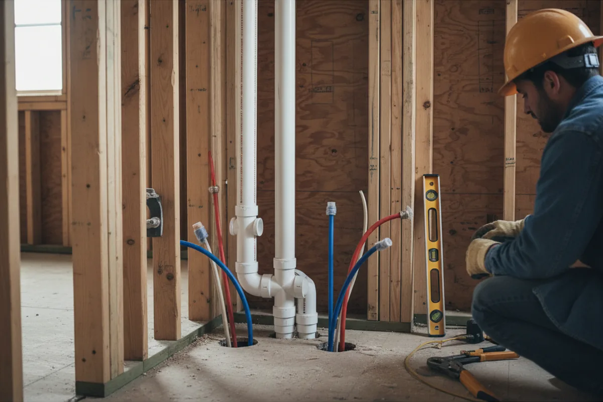 Drain and supply rough-in during Leak Detection in Franklin Springs