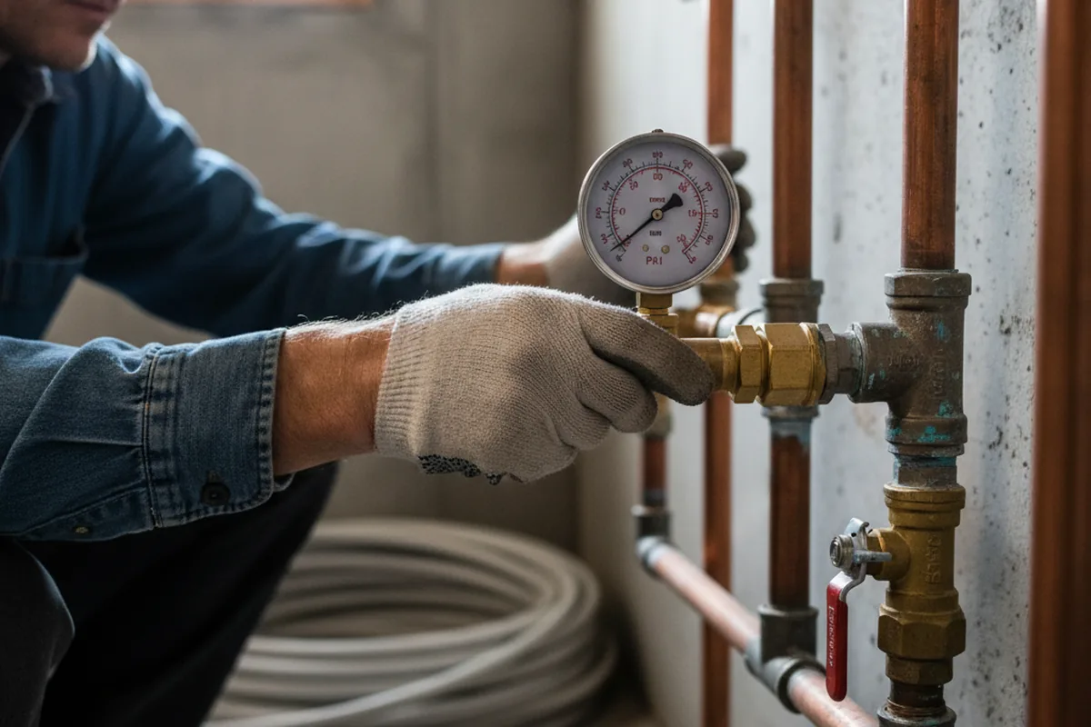 Pressure testing a repaired line during Water Line Repair in Franklin Springs